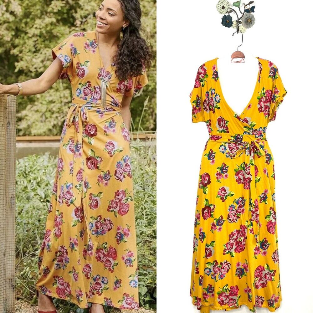 Matilda Jane Womens Alana Wrap Maxi Dress Size S Small Marigold Floral